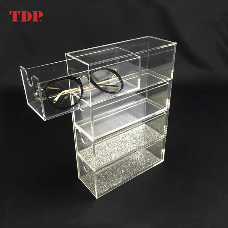 Custom Clear Desk Storage Box Made Acrylic Tabletop Organiser fridge organizer with 4 Drawers