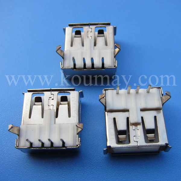 USB-A муфтовый стыковочный переводник 90 градусов PCB DIP сквозное отверстие