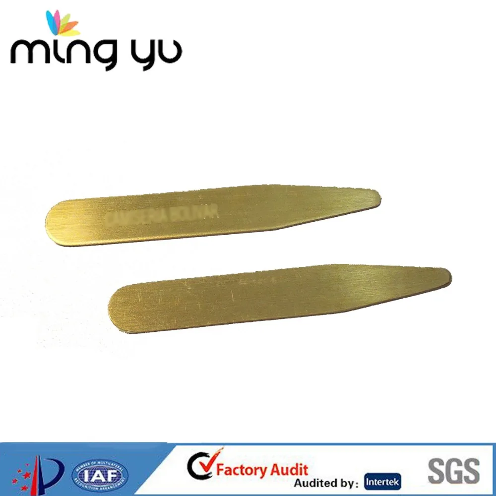 Garment Accessories Brass &Stainless Steel Brushed Collar Stays Collar Stiffeners Collar Stand Engraved with Customize Logo