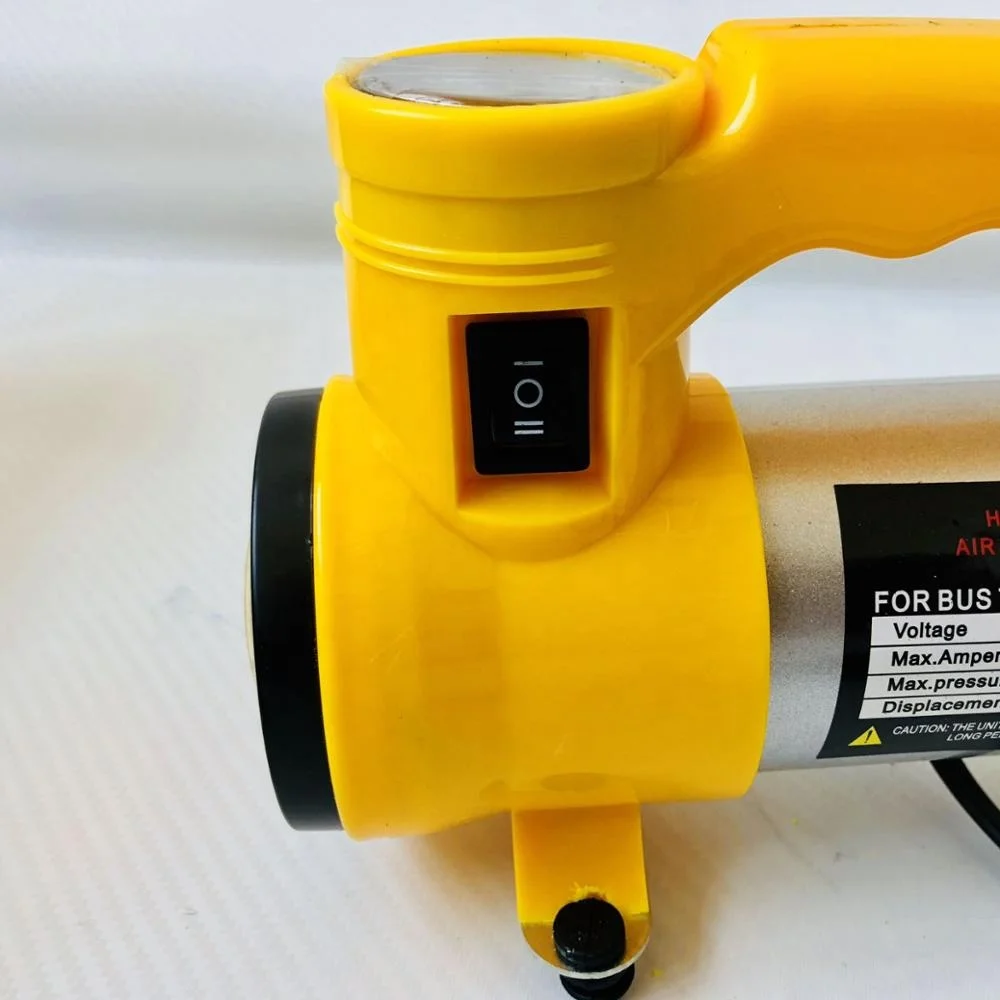 
TZCQ-004 high power 12V copper vehicle air pump/car tire pump with LED yellow emergency light air inflator pump 