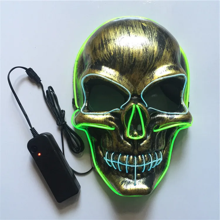 Mask Halloween Party cosply  Masquerade Scary Skull Mask Horror Glow El Cold Light mascarillas halloween party neon mask