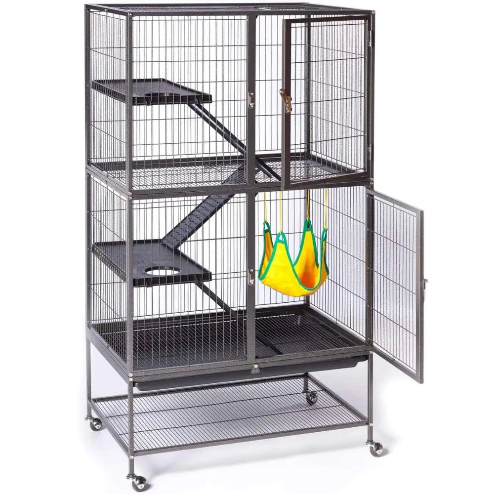 Wholesale Metal Cheap Black Feisty Ferret Cage Pet Cat Hamster Animals Cages for sale