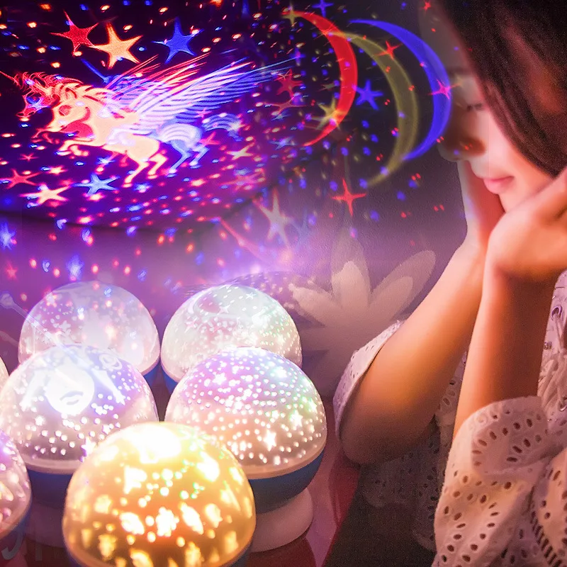Fantasy Romantic Rotating Starry Sky Projection Lamp Unicorn Night Light Projector