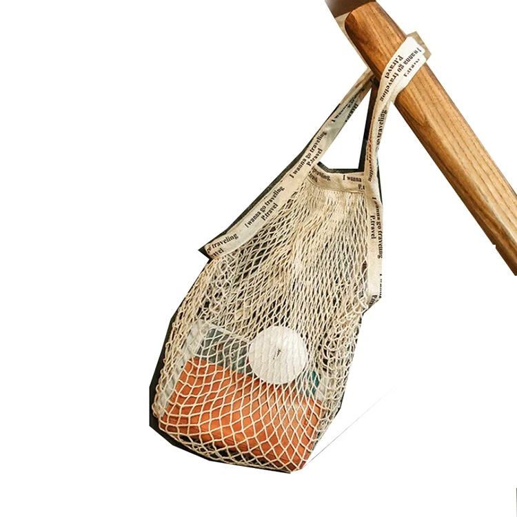 P.travel Eco Friendly Foldable Cotton String Rope Mesh Net Beach Produce Shopping Grocery Tote Bag Canvas bags