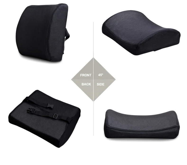 OEKO-TEX Car Seat Office Chair Lumbar Waist Rest Relieve Pain Pressure 3D Mesh Cover Memory Foam Back Support Cushion