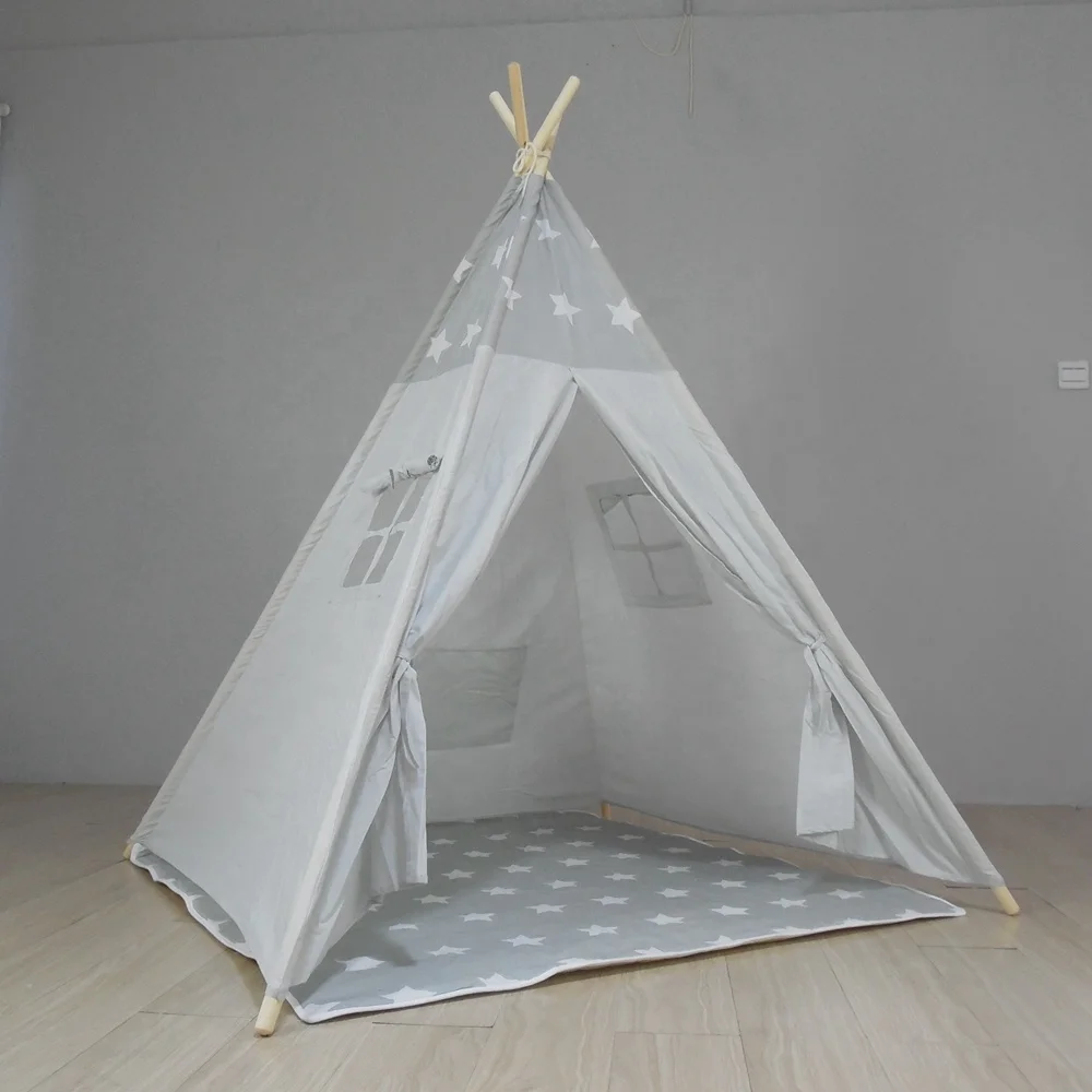 
Kids teepee tent stars tent house resort tent for children castle Cotton Canvas with mat 