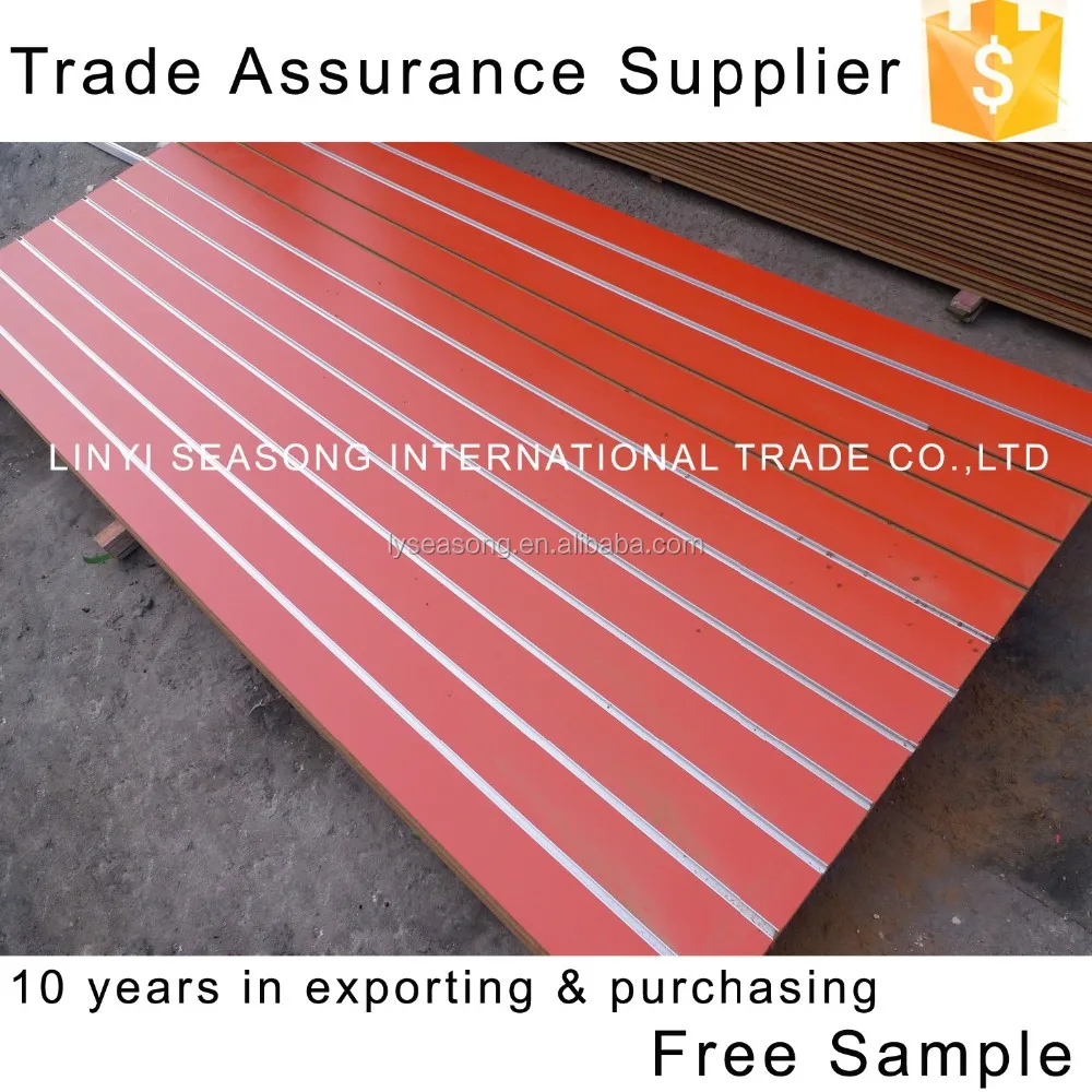 1220*2440mm white melamine MDF slot board with aluminum channel inserts