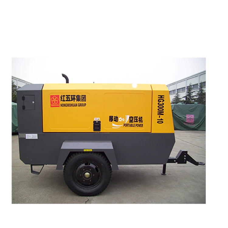 Hongwuhuan HG300-10 10bar 300cfm mobile diesel engine drive screw air compressors