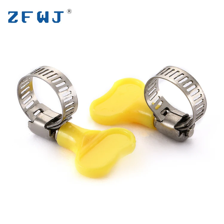 High quality custom 13-19mm american type 304 stainless steel butterfly hose clamp