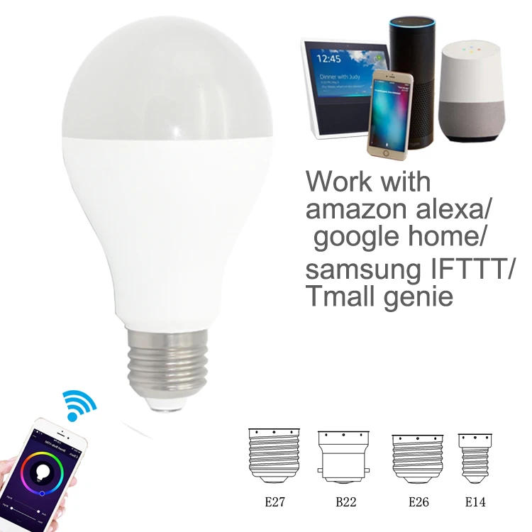 
New wifi wireless controlled colorful smart life Alexa Google home smart led light bulb 