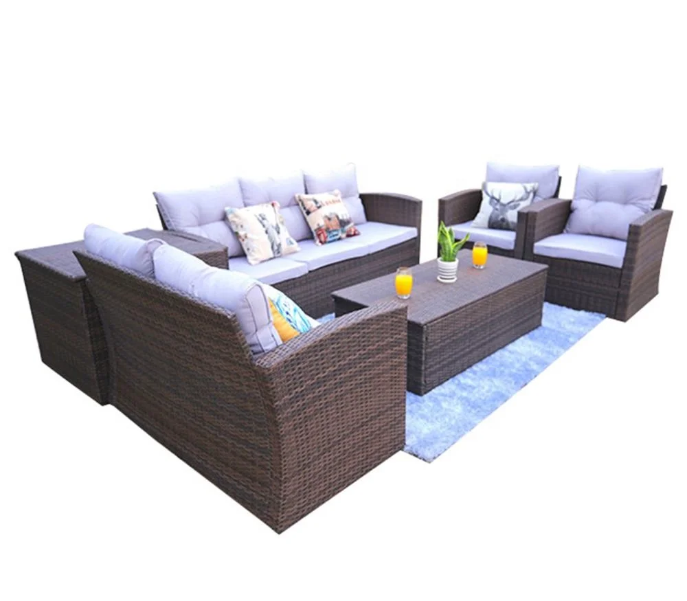 7 мест Moda горячая Распродажа благоприятный Ротанг открытый диван Набор Патио Сад Диван