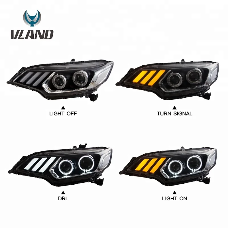 VLAND Car Front Lights For FIT/JAZZ 2014-UP LED GK5 Headlights
