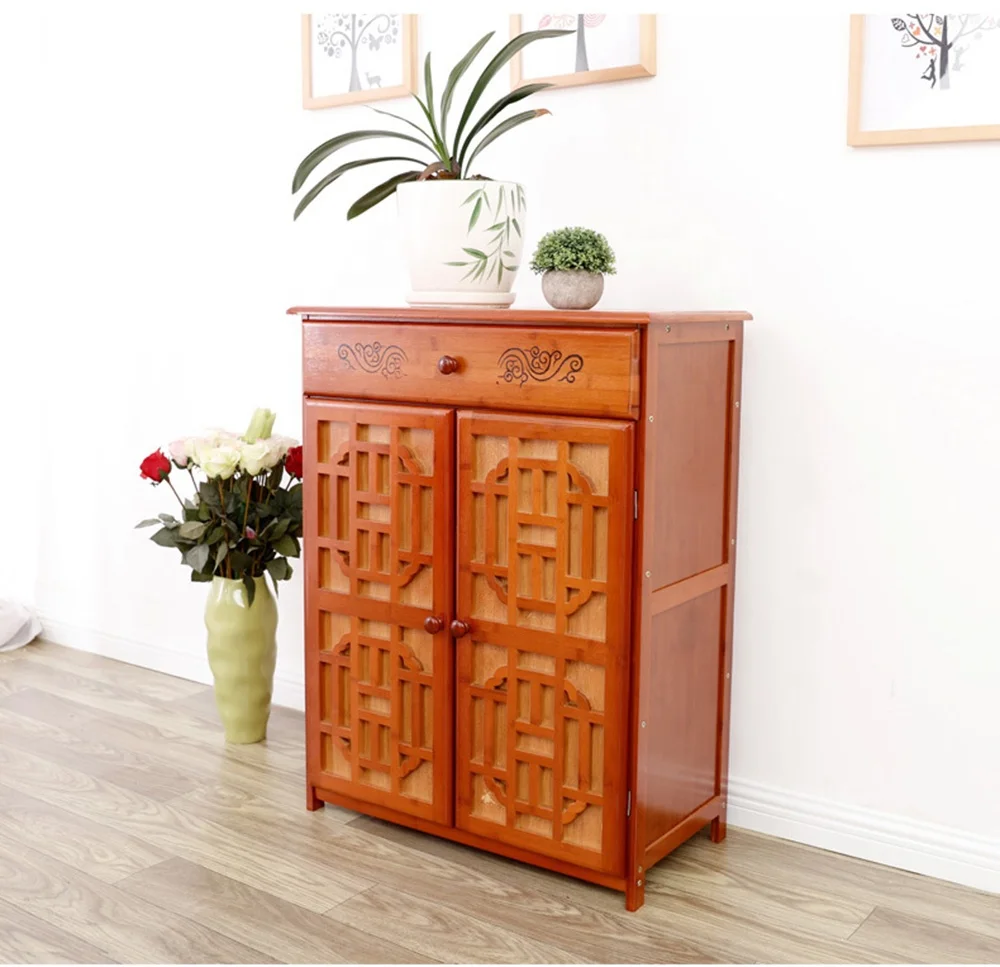 
wholesale bamboo wood shoe rack cabinet furniture with drawers storage for home saving space 