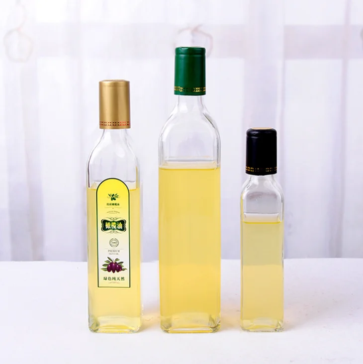 high quality 1000ml 500ml  olive oil clear glass bottle clear glass cooking oil refill glass container with spout bulk sale