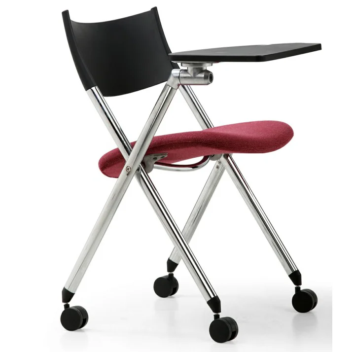 new black plastic back foldable training room office chair with writing pad desk chair