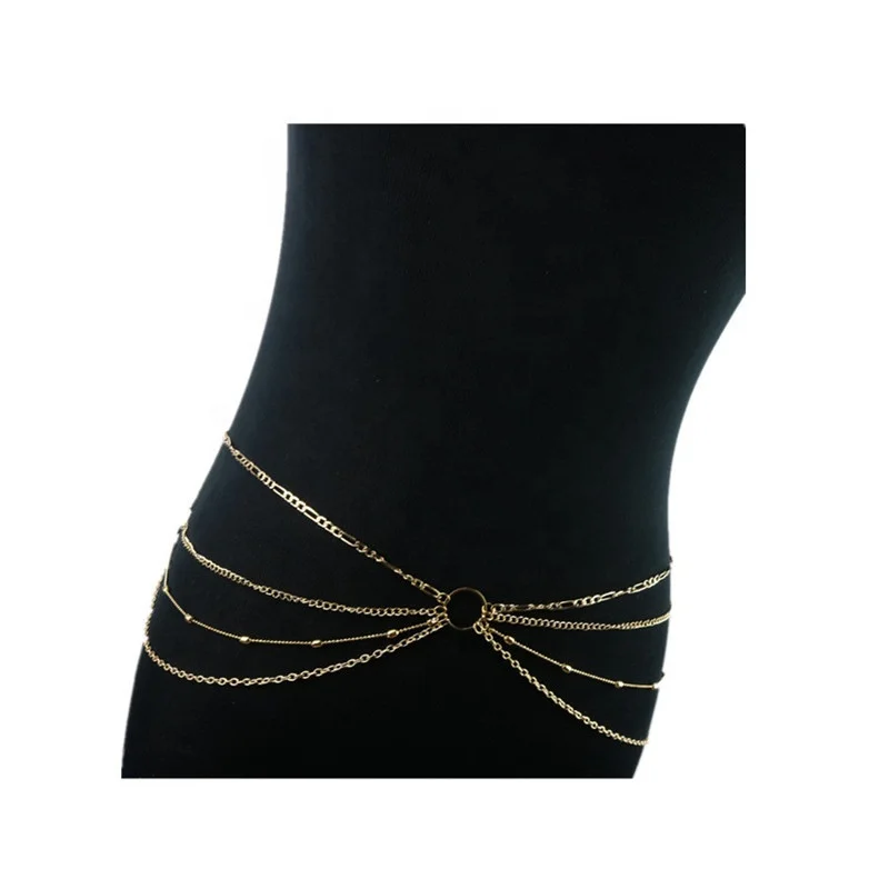 newest gold multilayer women belly indian waist chain