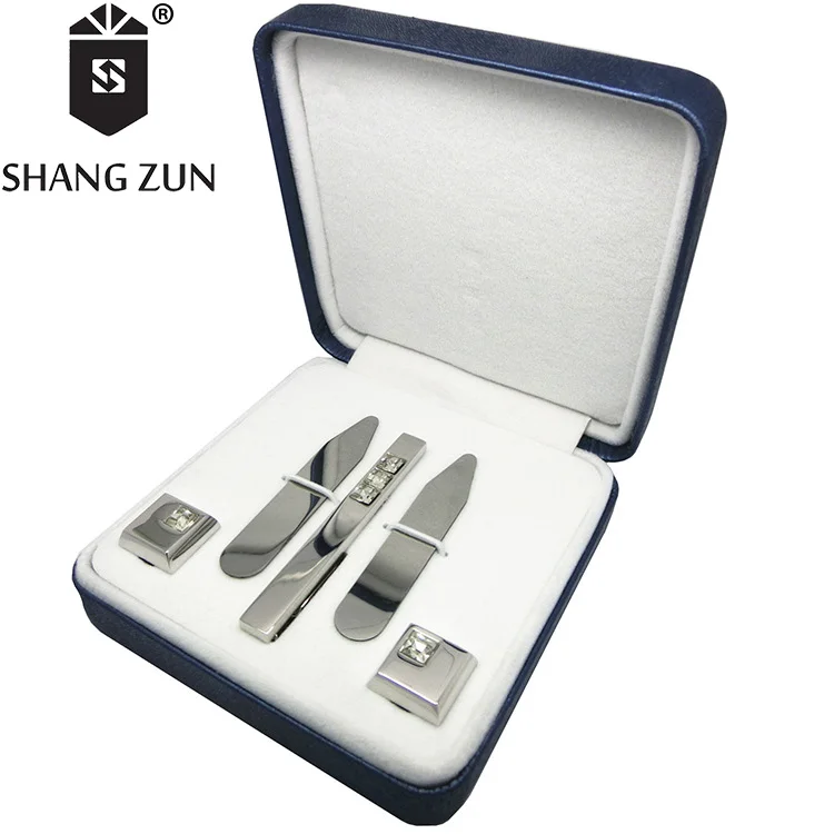 
Silver collar stays suit tie clips pin sets cuff link jewelry men gift silver cufflink 
