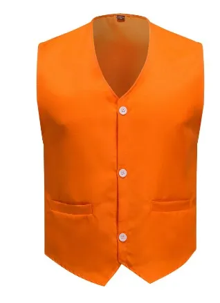 Sleeveless Buttons V Neck Mens Vest Wholesale for Waiter volunteer Supermarket vest overalls