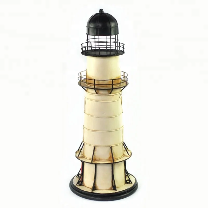 Iron Decoration Mediterranean Lighthouse Metal Crafts Vintage Money Safe Box Coin Bank Toy Souvenir home Pub Office Decor