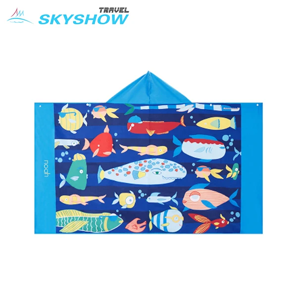 Quick Dry Suede Swimming Beach Bath Towels Kids Shark Towel Poncho Children Kid  Character Beach Towel With Hood Hooded