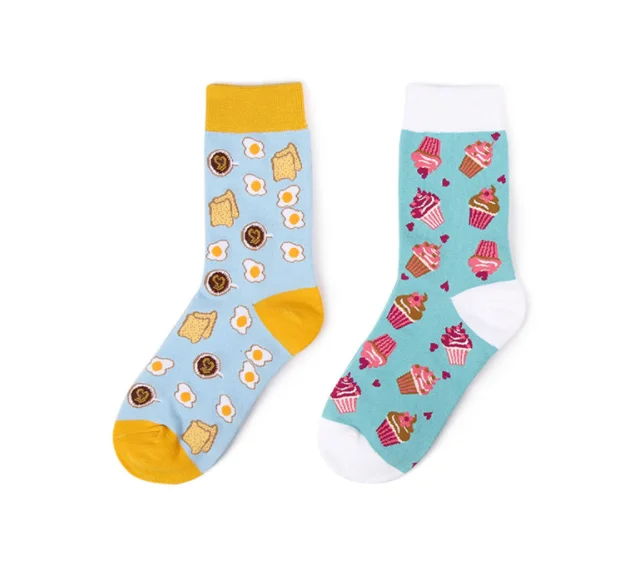  Милые хлопковые Модные женские носки для девочек с авокадо десертом яичницей едой и яблоком