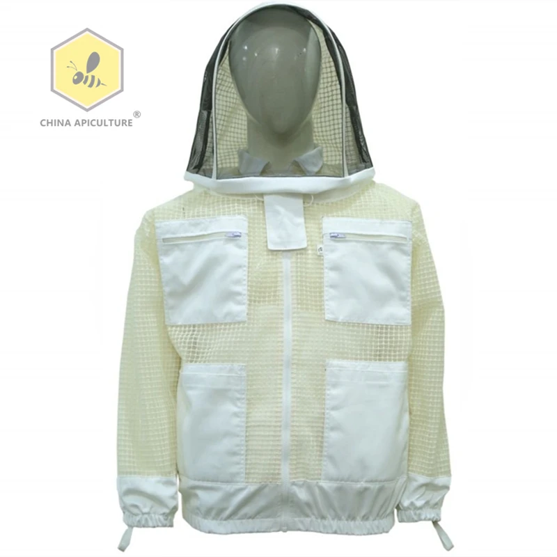 Beekeeping Tools Adult Beekeeping Vented Jacket with Fencing Veil Hood Ventilated Premium Beekeeper Jackets