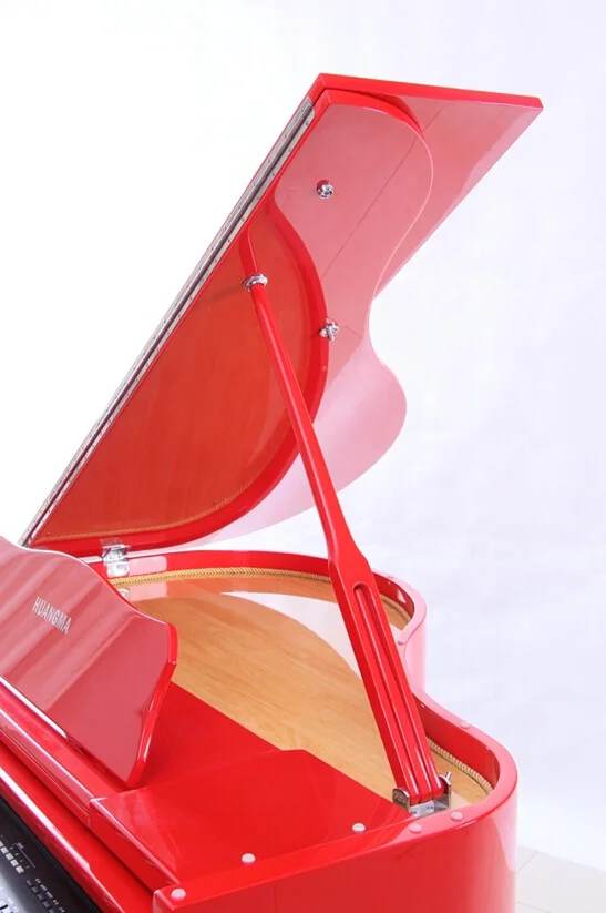 Digital Piano Red 88 Keys with Pedals Melamine Board LCD Display Durable Polished
