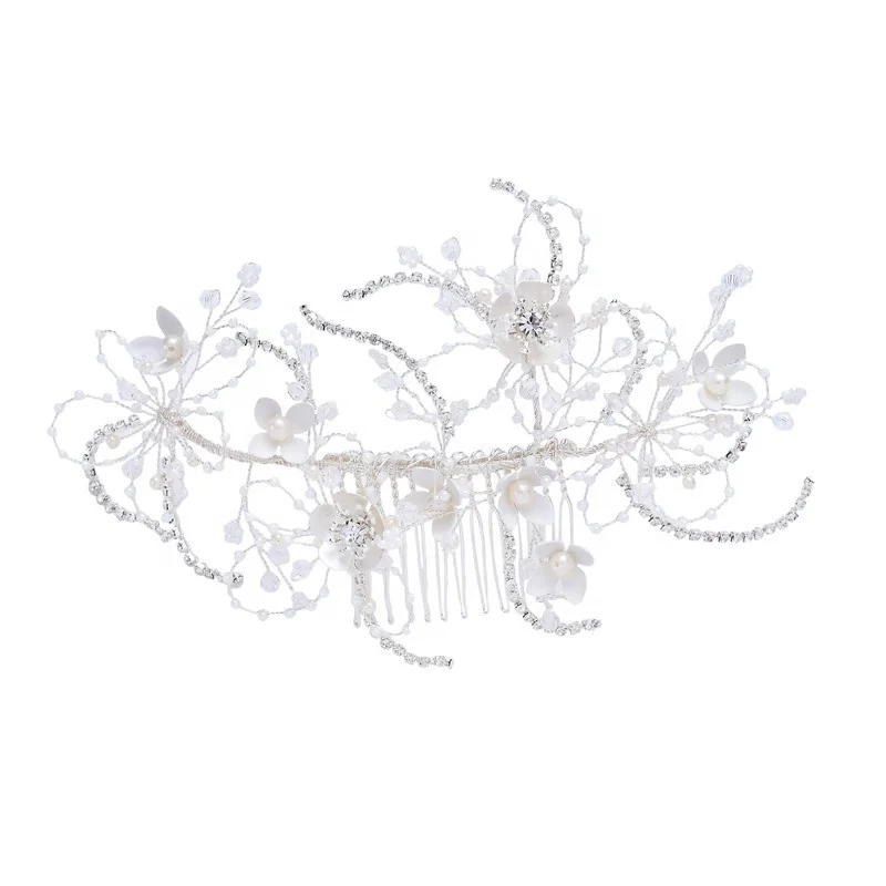 Luxury Crystal Pearl Flower Headdress Jewelry Bridesmaid Bridal Wedding Hair Combs For Women