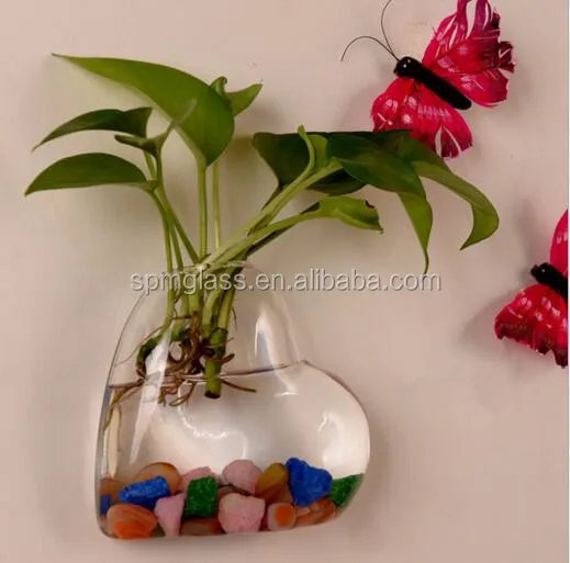 Pyrex Glass Material Unique Home Decoration Hydroponics Vase Fish Tank Wall Mounted Glass Vase