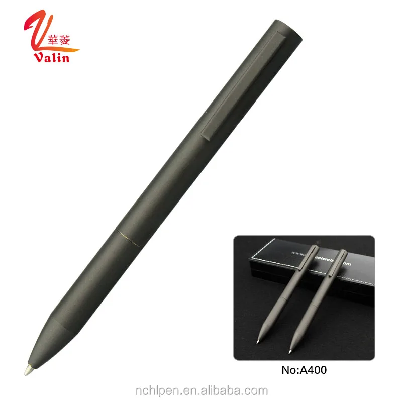 New good quality dark grey color print company logo metal ballpoint pen with gift box