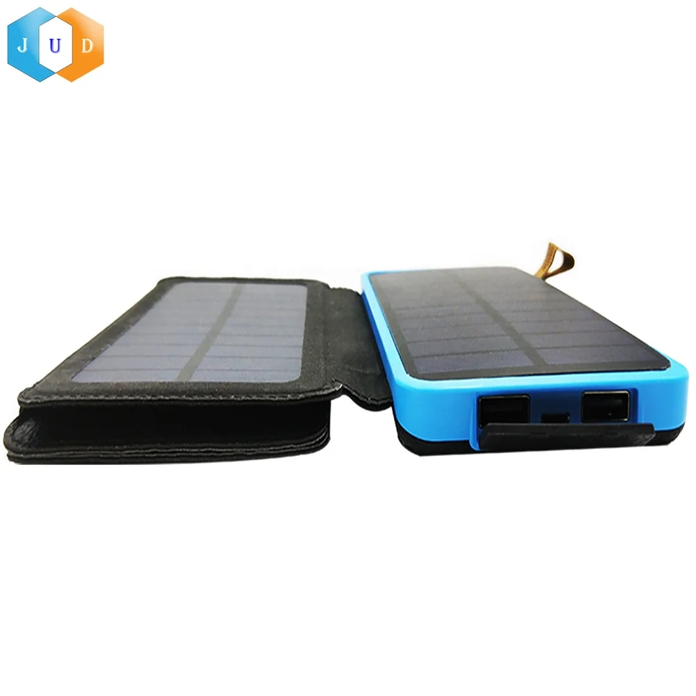 
8000mAh Solar Charger Power Bank, Portable Solar External Backup Battery Pack, Dual USB Solar Phone Charger with LED Carabiner 