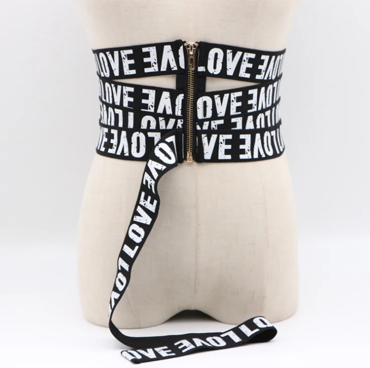 Letter Wide Stretch Waist Belt Corset Cincher Trimmer Waistband