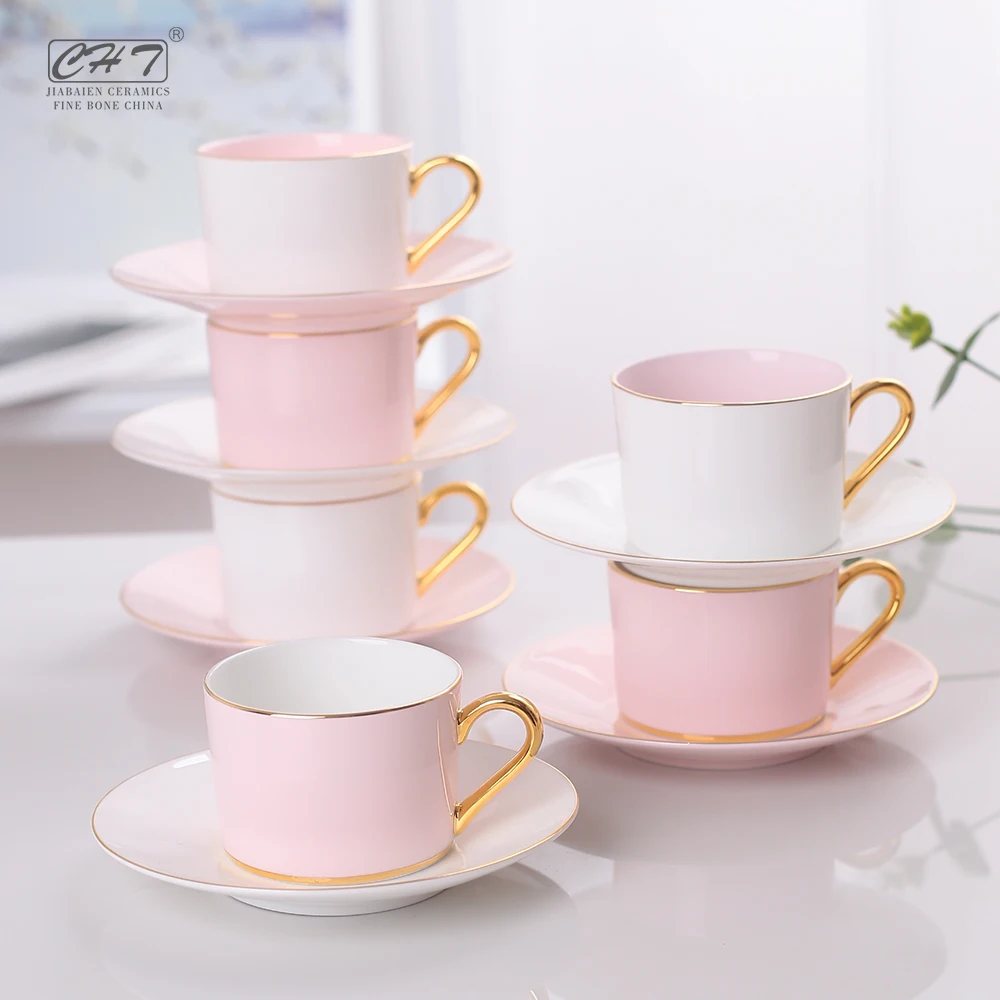 15pcs high quality decorative german breakfast coffee tea cup set fine bone china gifts packing royal with gold rim  for cafe