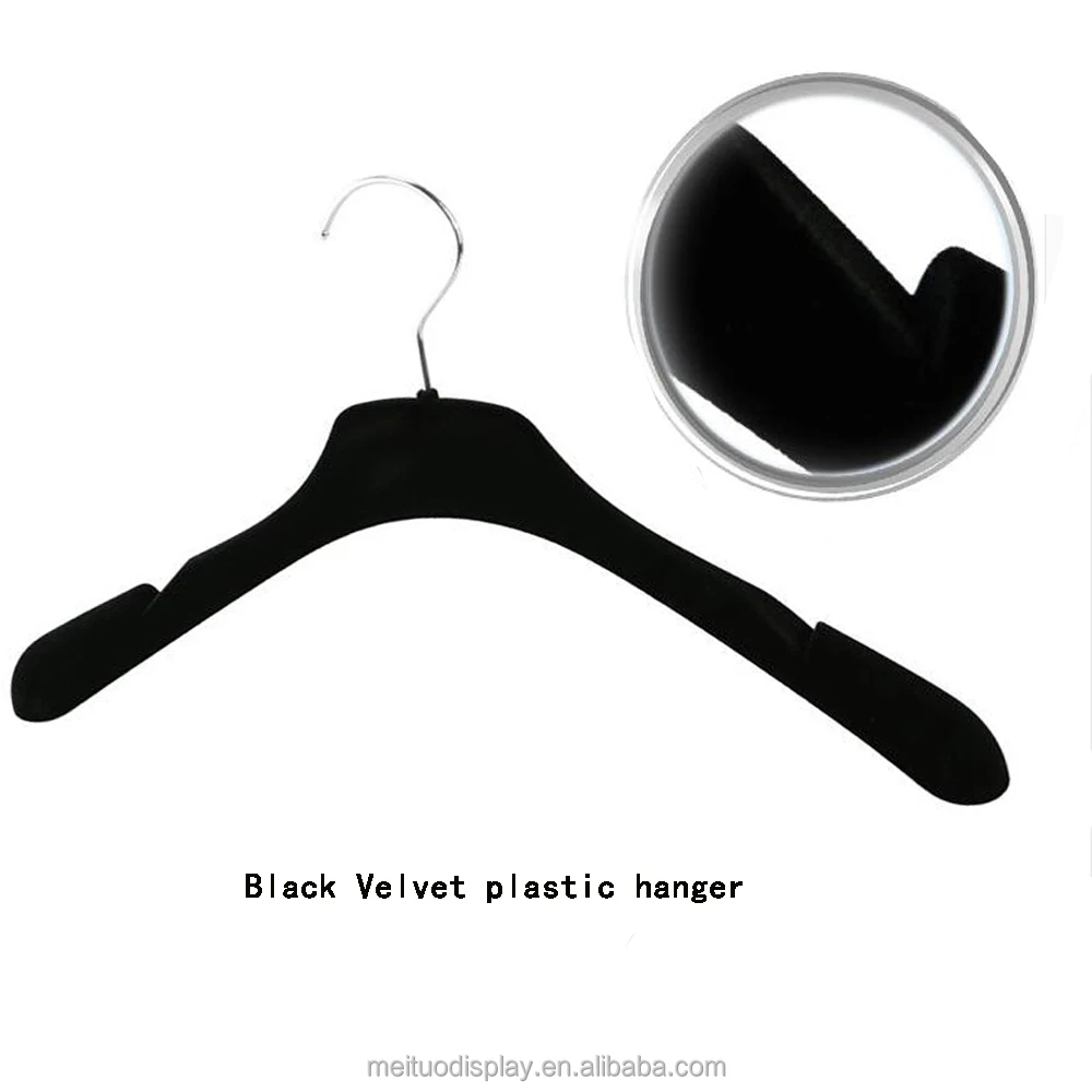 
high quality plastic hanger velvet flocked for clothes Style velvet skirt hanger with logo 