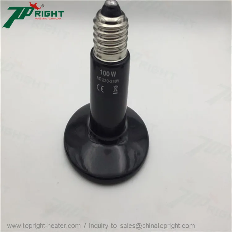 Size 65x130mm 200w Grenade Black Ceramic Heat Infrared Lamp Bulb