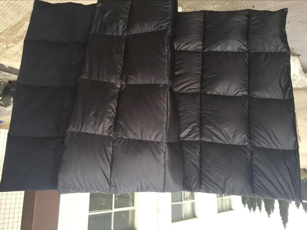 Top Waterproof Nylon with Bottom Polar Fleece Fabric Duck Down Indoor/Outdoor Camping Blanket