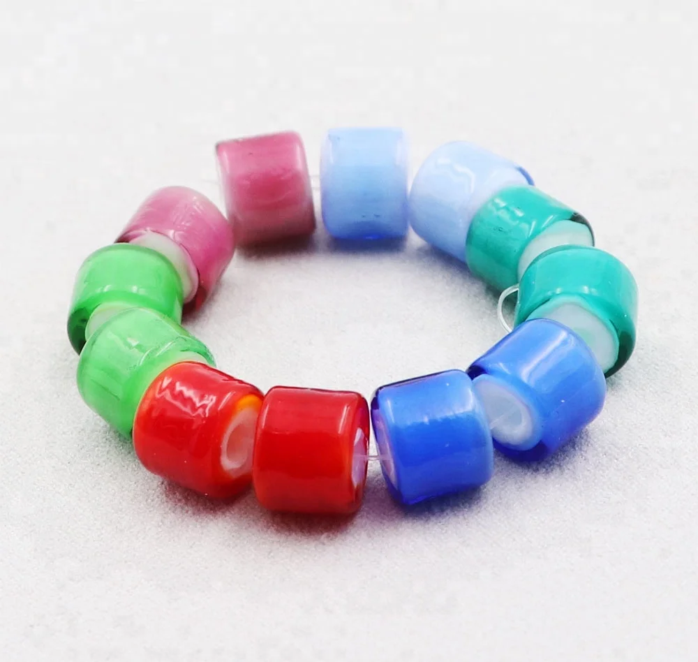 8*10mm Cylindrical Old Nepalese Glass Barrel Spacer Handmade Colored Cheap China Glass Beads Wholesale