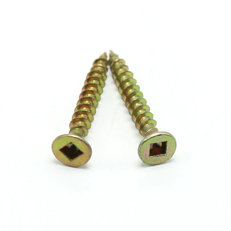 Yellow Passivated square Countersunk double CSK head wood chipboard Screws for wood furniture