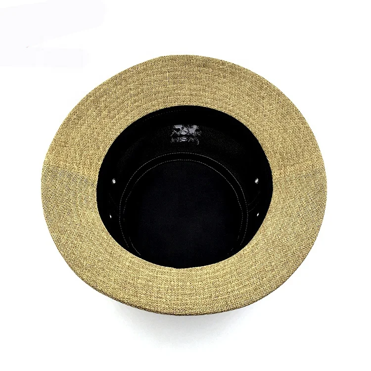 Promotion Low Profile Beige Hemp Linen Bucket Hat With String
