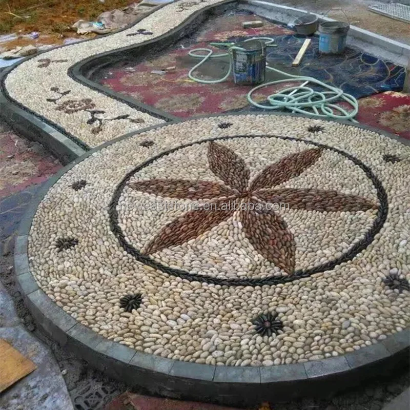 Cheap pebble stone mosaic wall finishes flooring tiles
