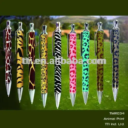 Metal Zebra ballpoint pen animal tiger lion giraffe pen SA8000 Sedex safari logo