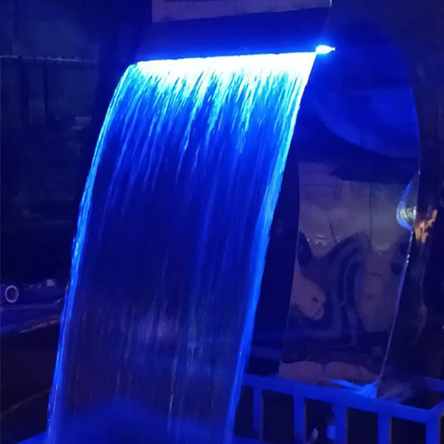 Stainless Steel Cascade Spillway Waterfall With RGB Led Artificial Small Garden Waterfalls