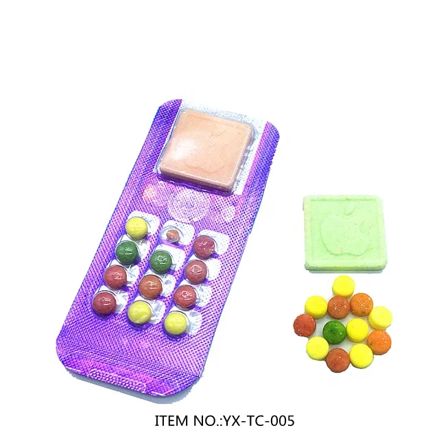 mobile phone shape toy candy fruity flavor round and square pressed tablet hard candy