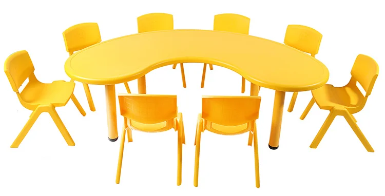 preschool furniture moon shape primary school nursery school plastic kids tables