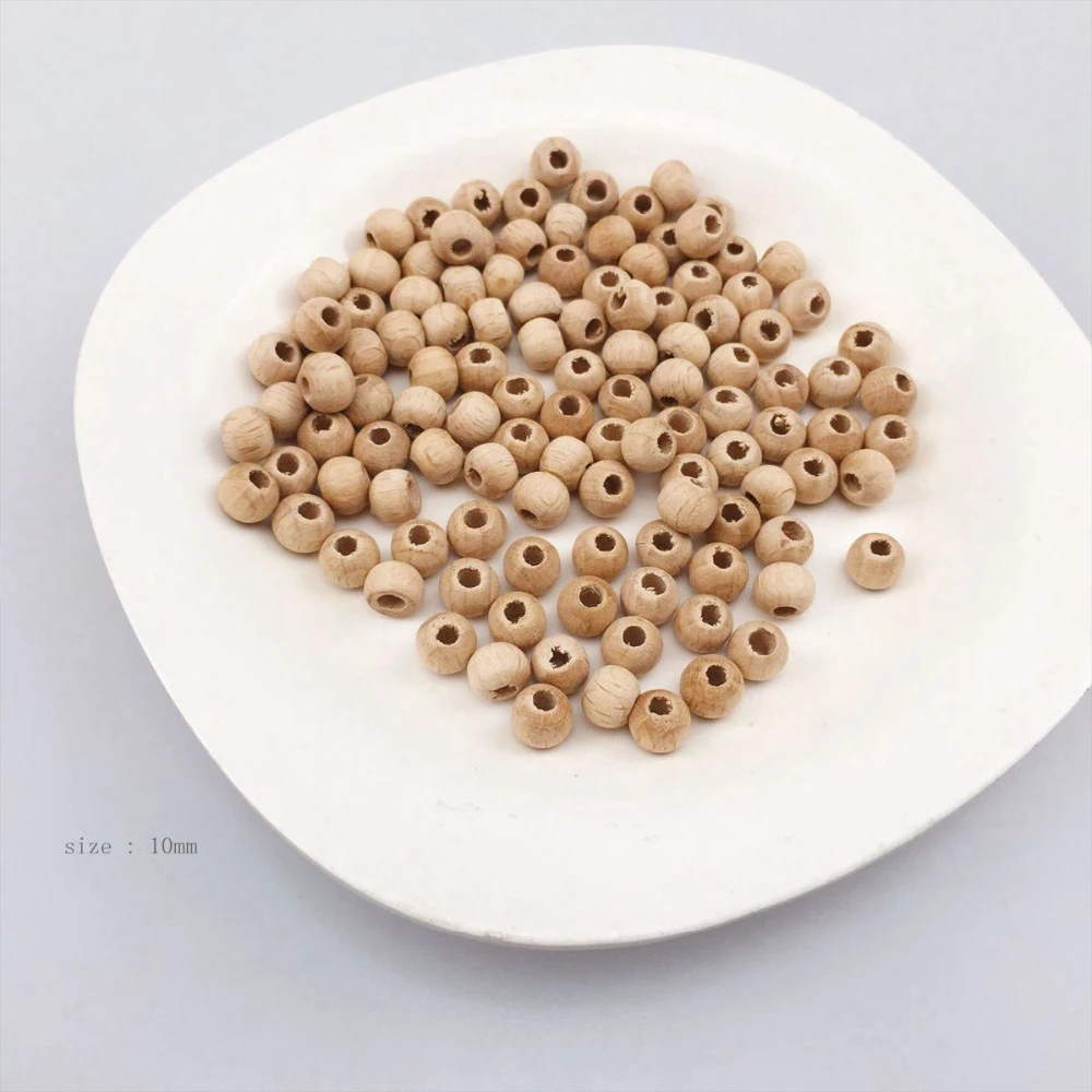 8mm Organic Beech Wood Round Teething Necklace Small Beads for Sale