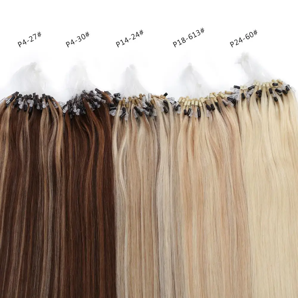
K.SWIGS Loops Micro Ring Beads Human Hair Extensions 1g/s Silky Straight Human Hair 