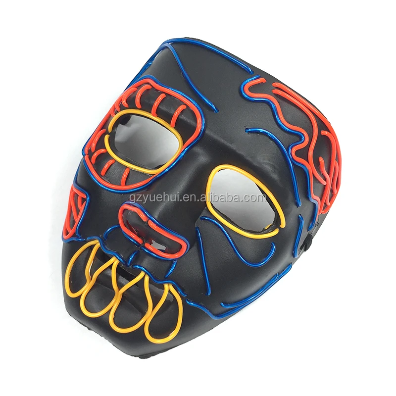 Comics Led Glow Light Carnival Flash Mask Fluorescent Masquerade Favors EL Wire Bucktooth Prom Mask Holiday Lights Sound Active