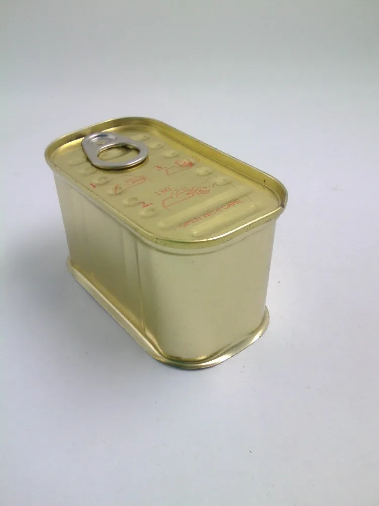 Factory price rectangular tin can wholesale 3 piece metal food rectangular tin can for luncheon meat 340g 200g 125g