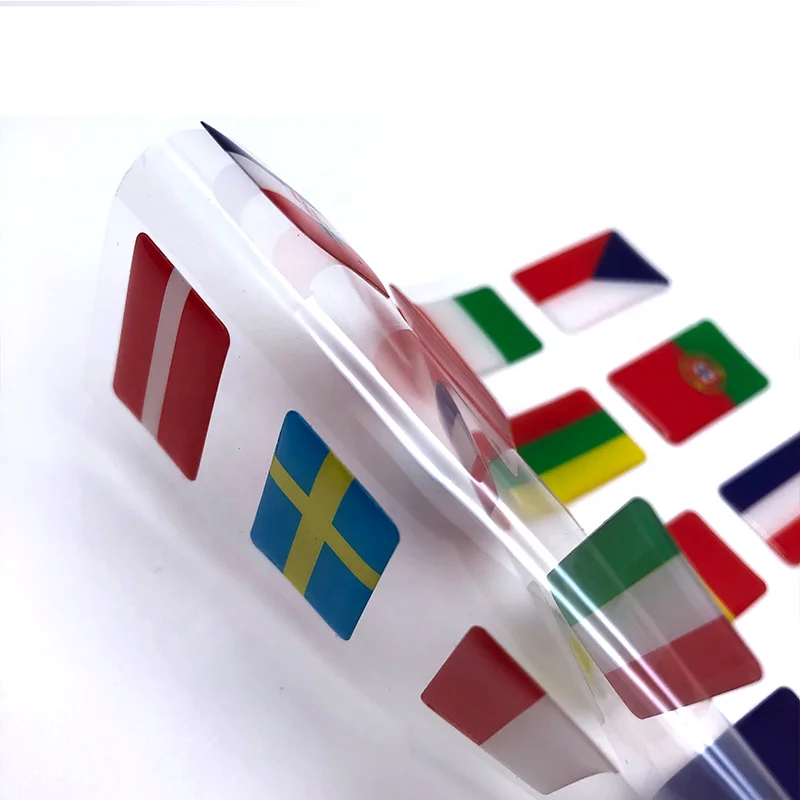 High quality custom resin epoxy OEM clear 3D 3M adhesive label flag sticker