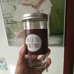 Manufacturer wholesale transparent glass storage tank tea storage bottle kids dining print label restaurant supplies